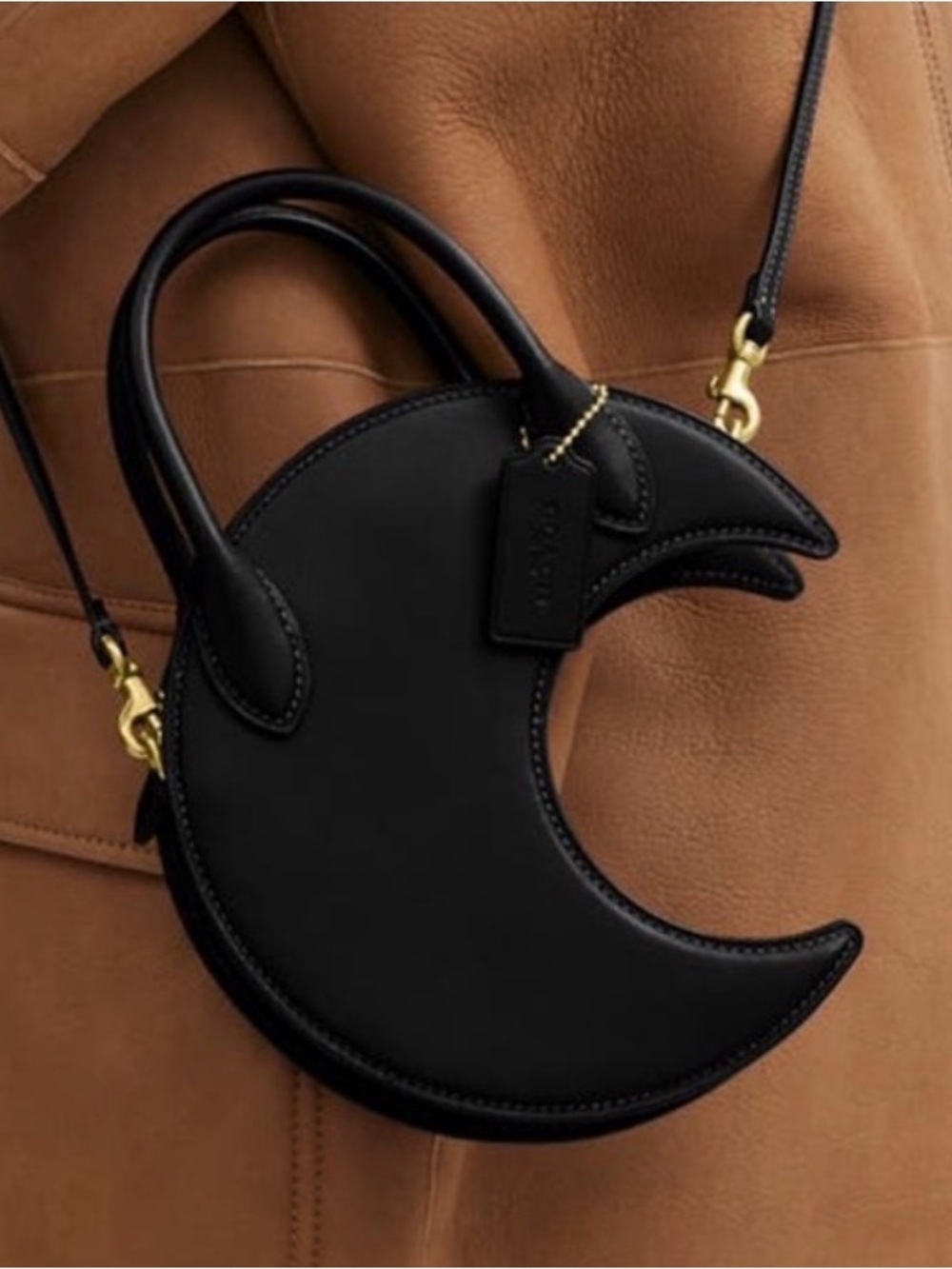 Coach Black Crescent Moon Mini Satchel with Gold Hardware
